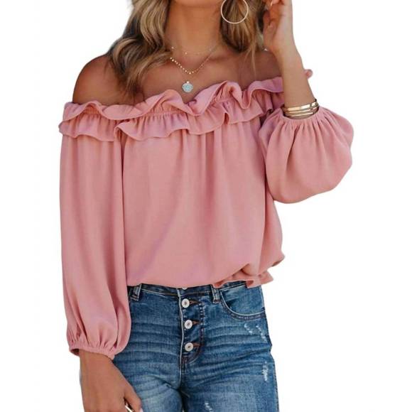 NEW SHEWIN ruffle my feathers blouse in pink - Picture 3 of 7